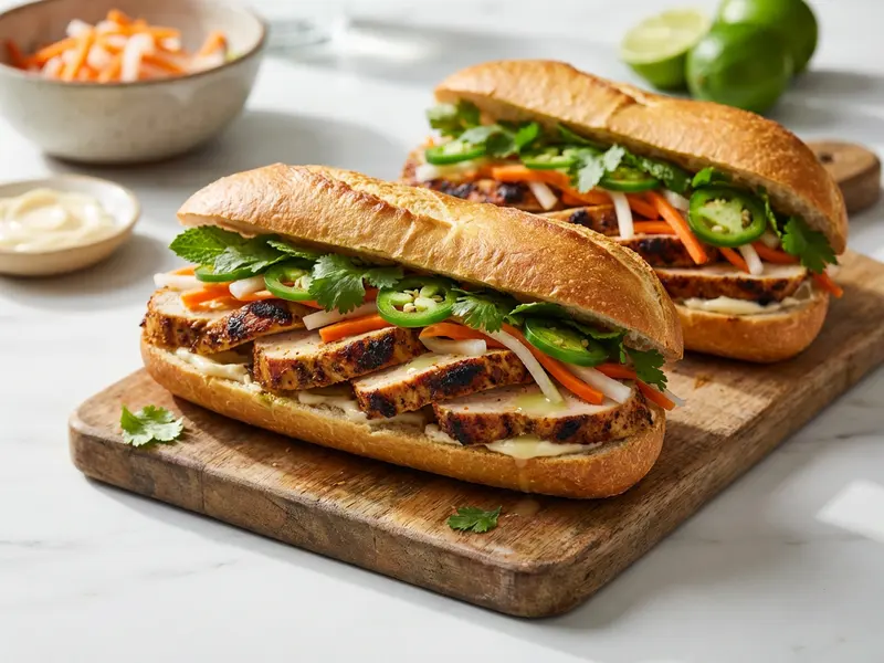 Vietnamese Chicken Banh Mi Sandwiches