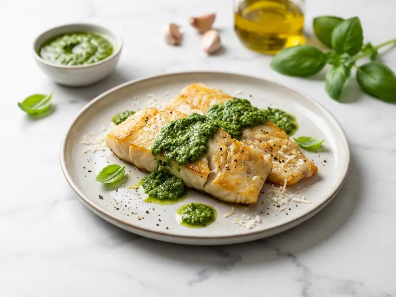 Pan-Seared Cod with Basil Sauce