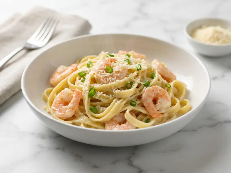 Fettuccine alfredo z krewetkami