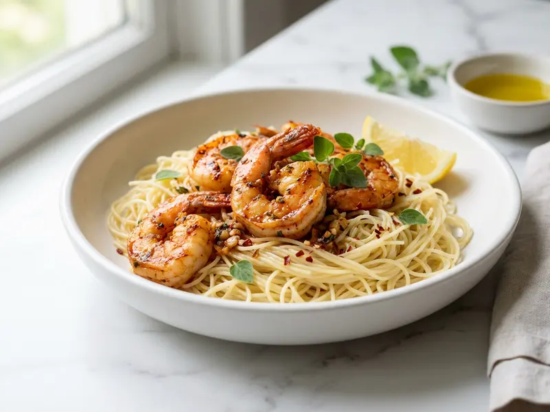 Spicy Shrimp Scampi with Angel Hair