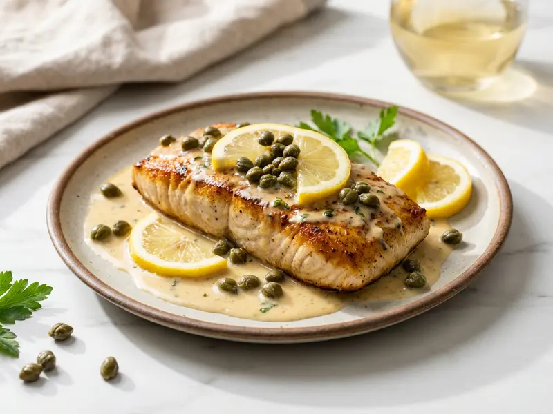Mahi Mahi with Caper Garlic Cream Sauce