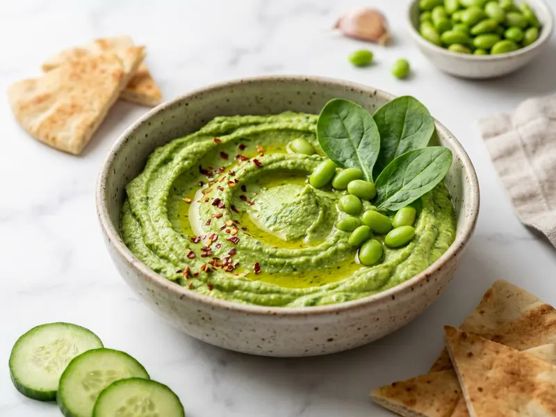 Spinach Garlic Edamame Hummus
