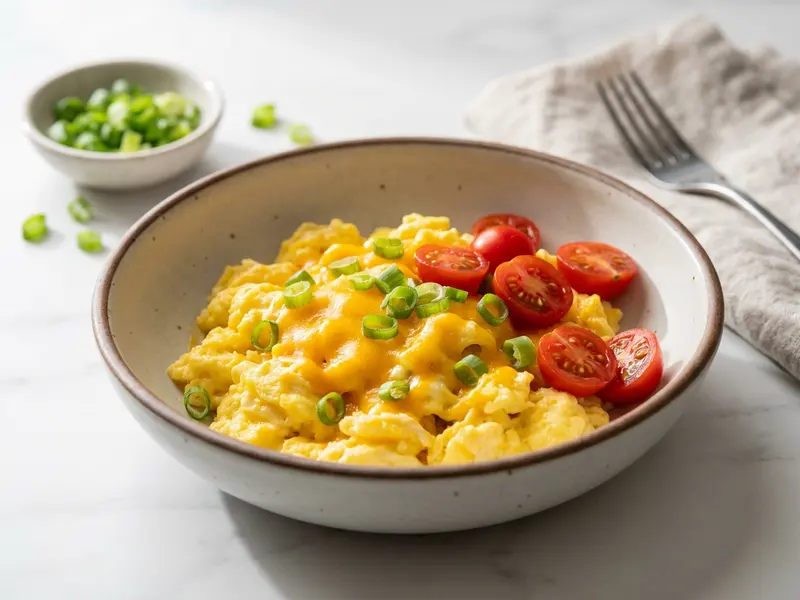 Microwave Scrambled Eggs with Cheese