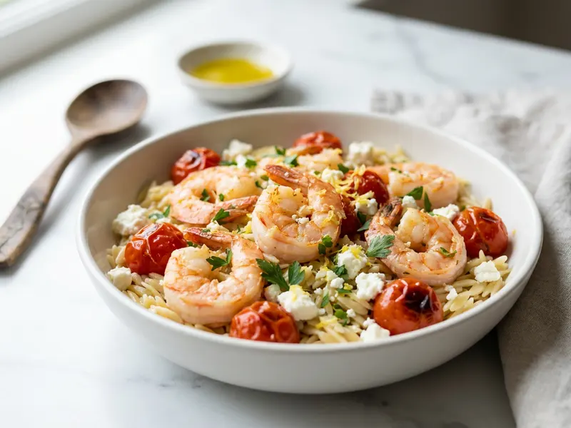 Shrimp with Feta and Orzo