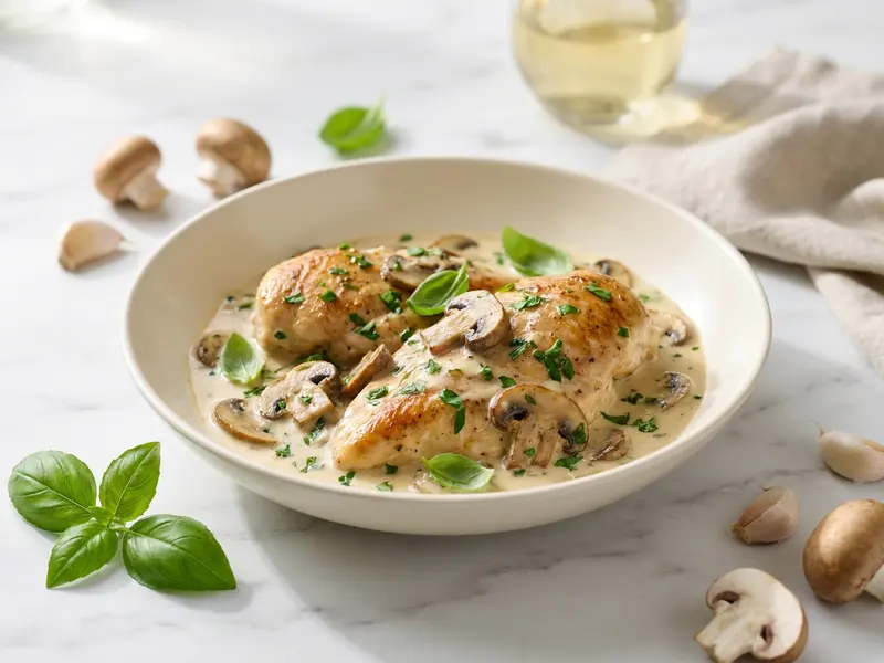 Chicken in Garlic White Wine Cream Sauce