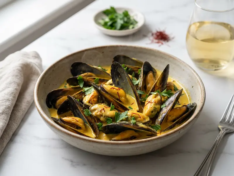 Mussels with Saffron Cream