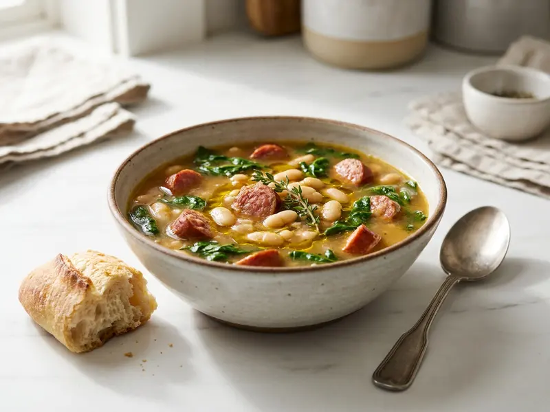 White Bean Spinach and Sausage Soup