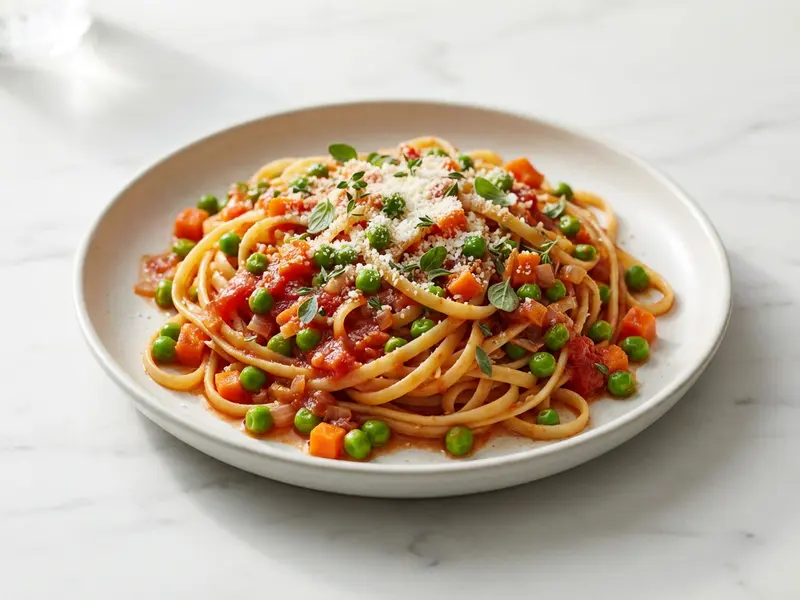 Pasta with Tomato and Peas