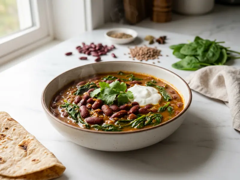 Kidney Bean and Spinach Curry