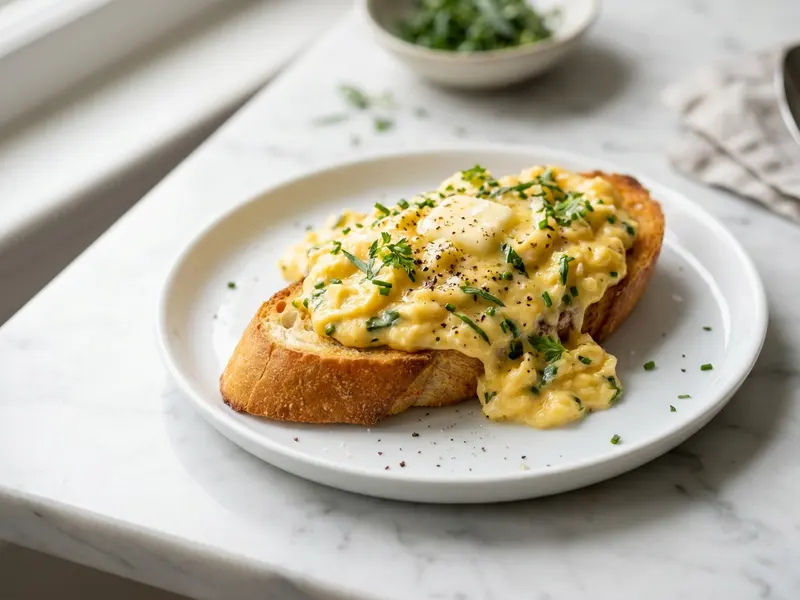 Creamy Scrambled Eggs with Fines Herbes