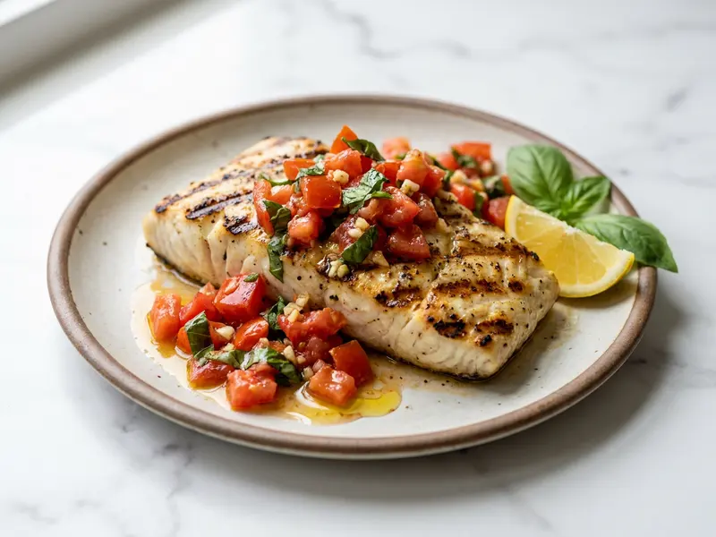 Grilled Halibut with Fresh Tomato Sauce