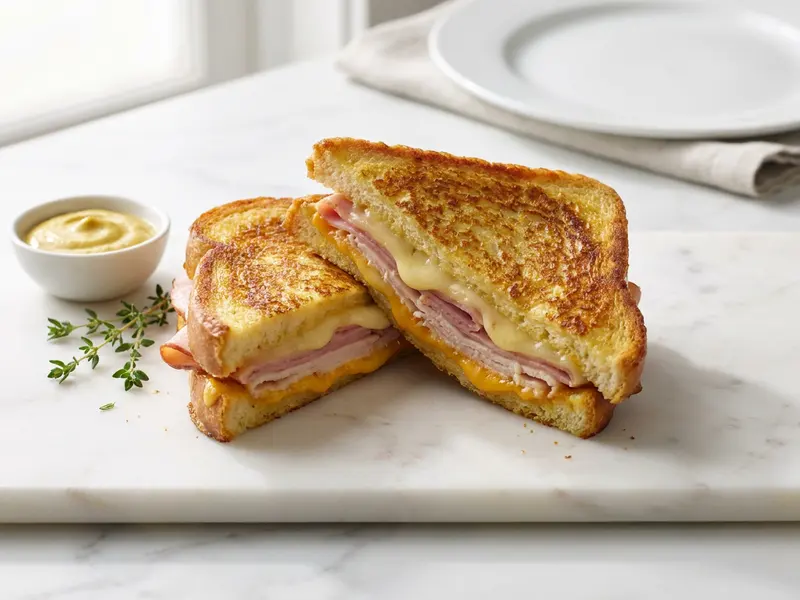 French Toasted Ham Turkey and Cheese Sandwich