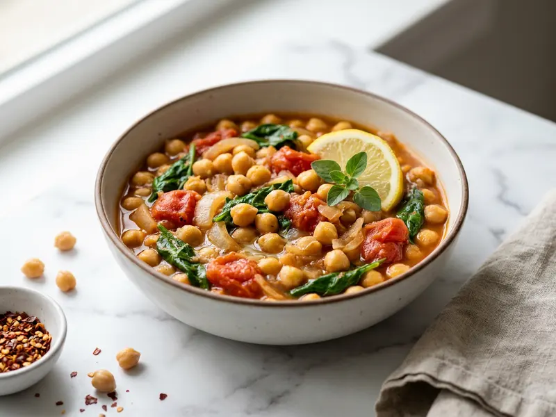 Mediterranean Chickpeas with Spinach