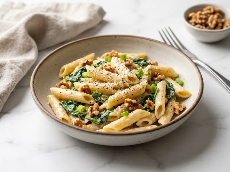 Penne Pasta with Walnuts and Goat Cheese