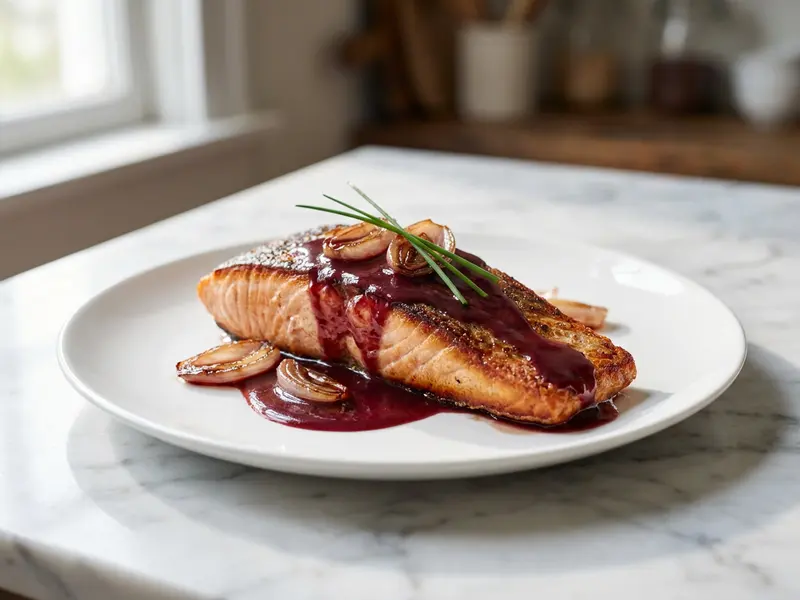 Salmon with Merlot Sauce
