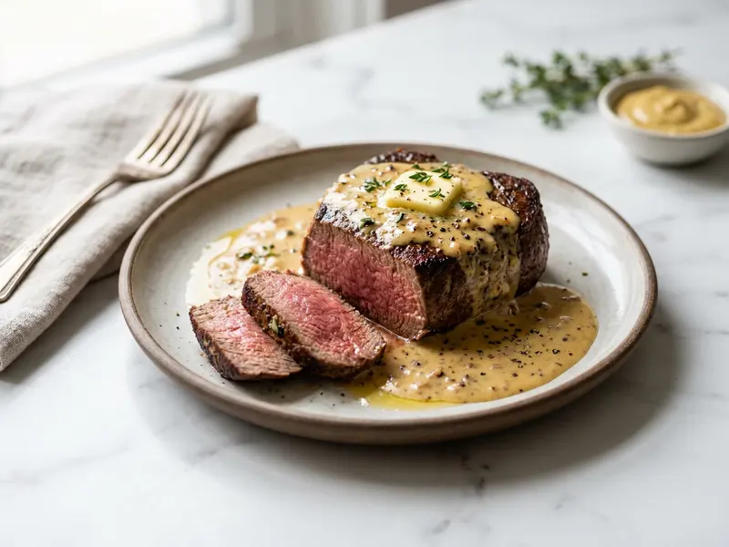 Filet of Beef with Mustard Cream Sauce