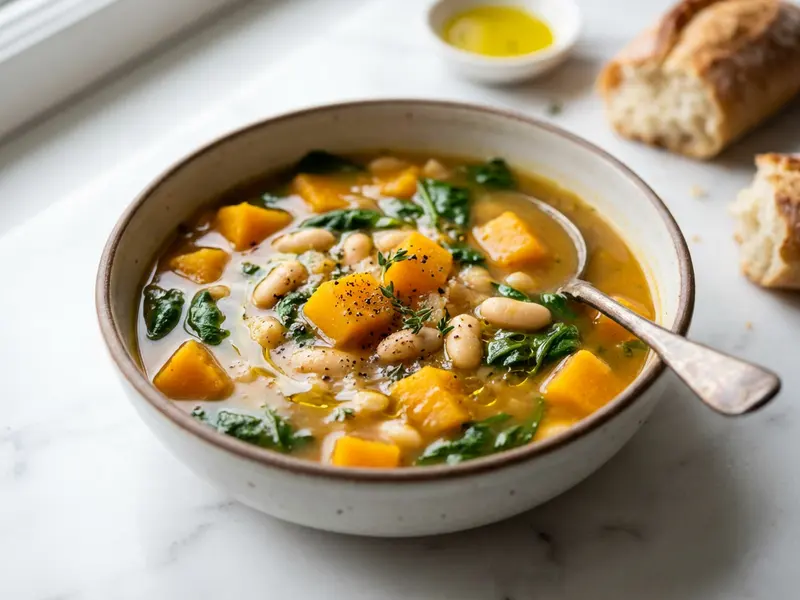 Butternut Squash and White Bean Soup with Greens