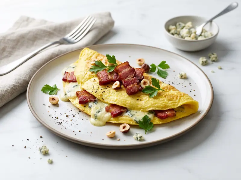 Omelet With Smoked Blue Cheese and Bacon