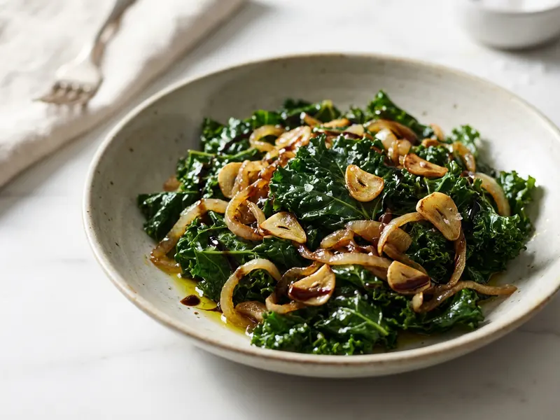 Kale with Caramelized Onions and Garlic