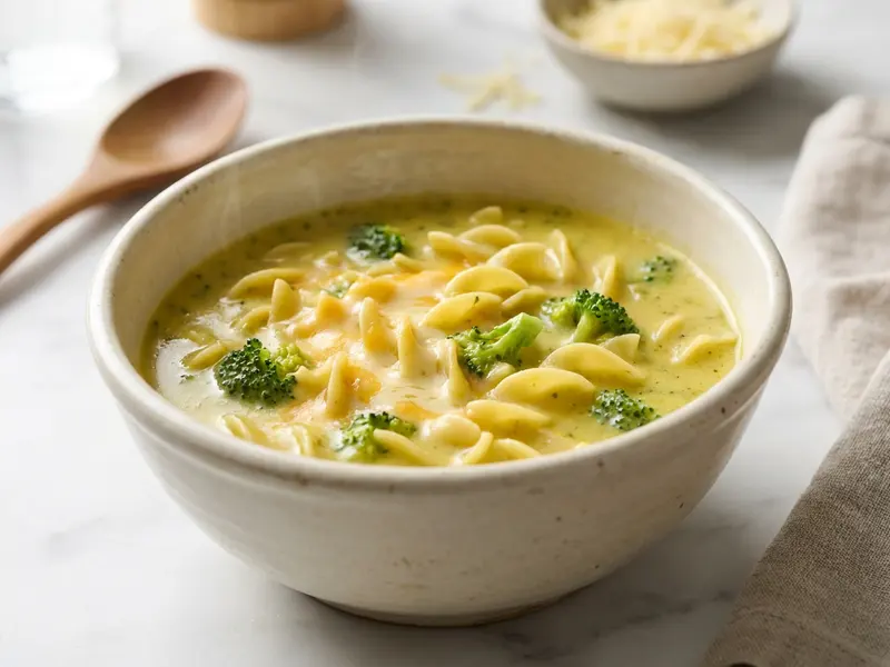 Cheesy Broccoli Noodle Soup