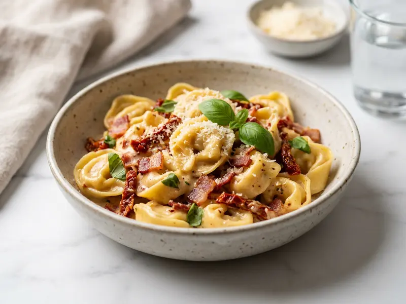 Tortellini with Creamy Bacon Sauce
