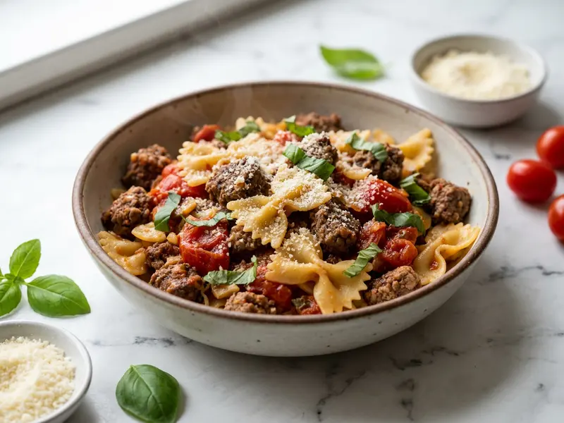 Fresh Tomato Beef Bow Tie Pasta
