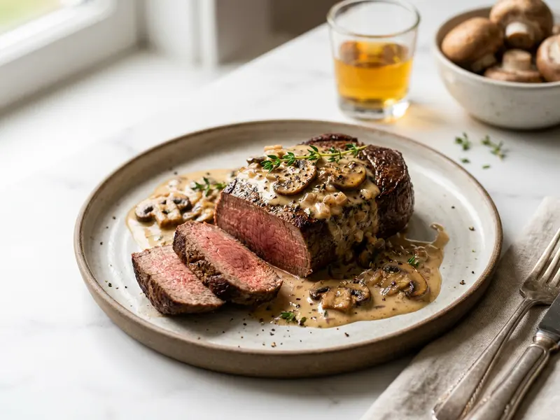 Irish Steak with Creamy Whiskey Mushroom Sauce