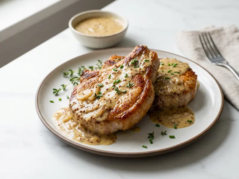 Pork Chops with Mustard Shallot Sauce