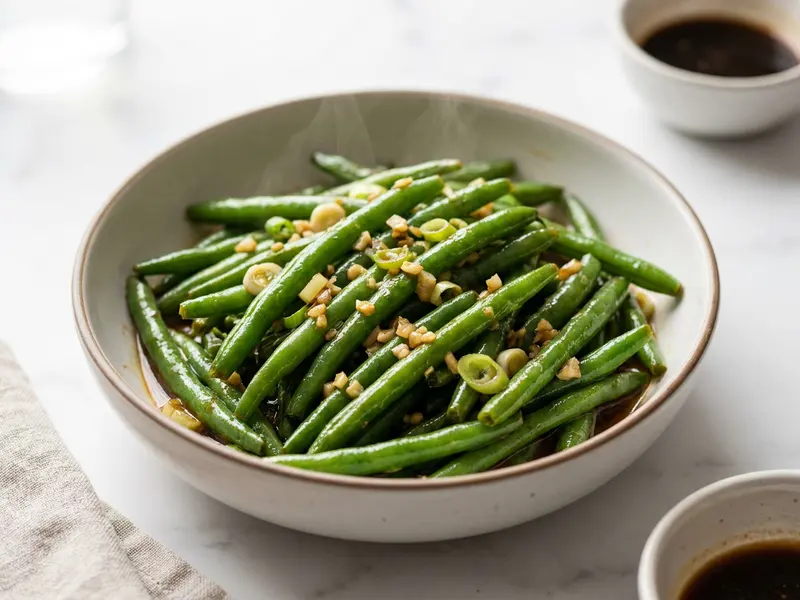 Quick-Fried Green Beans with Onion and Garlic Sauce