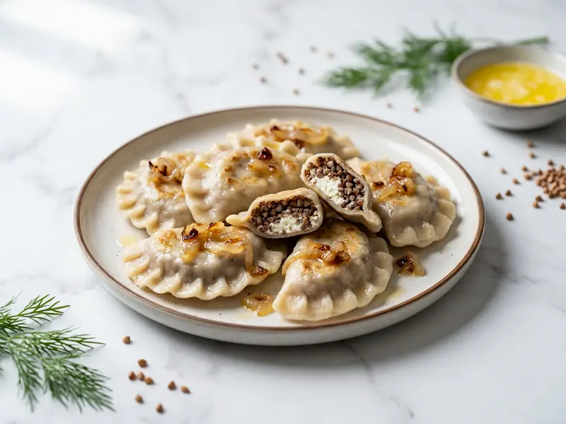 Pierogi z kaszą gryczaną i twarogiem