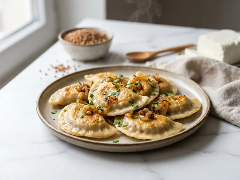 Pierogi z kaszą gryczaną i twarogiem wiejskie