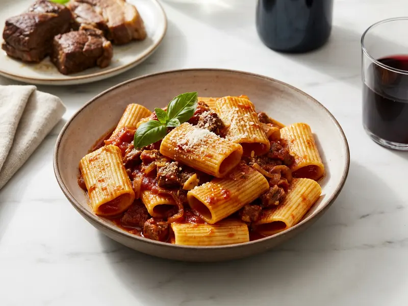 Paccheri z ragu po neapolitańsku