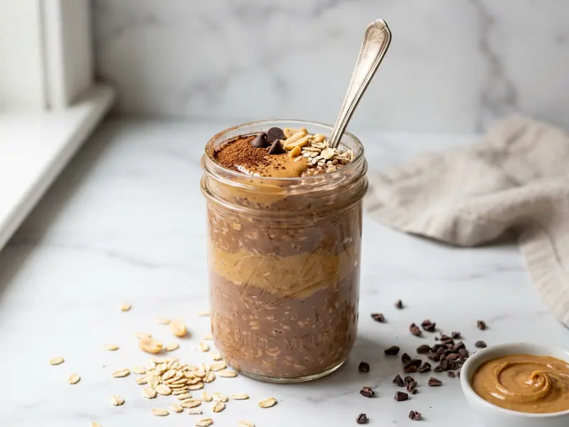 Chocolate Peanut Butter Protein Overnight Oats
