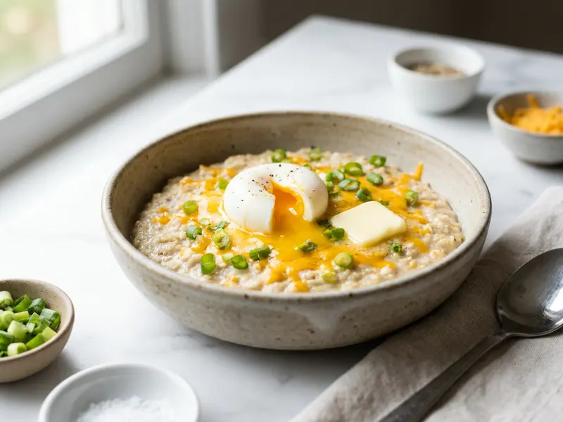 Savory Oatmeal with Egg and Cheddar