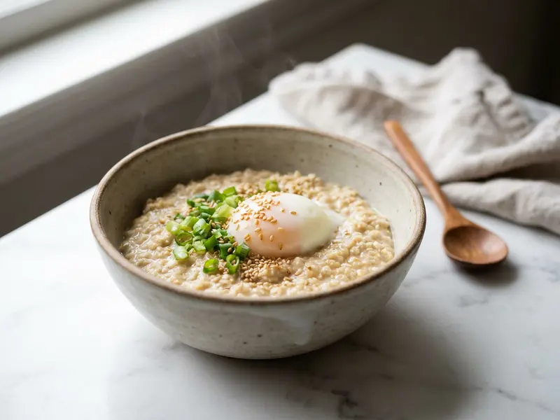 Savory Miso Oatmeal with Soft Egg