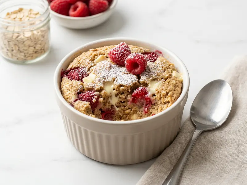 Raspberry White Chocolate Baked Oats