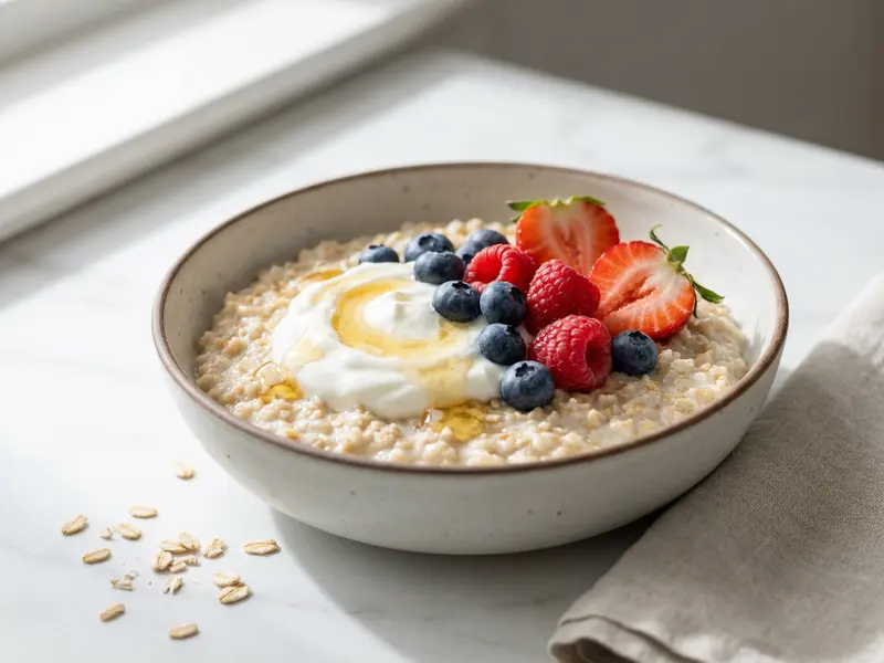 High Protein Steel Cut Oats with Greek Yogurt