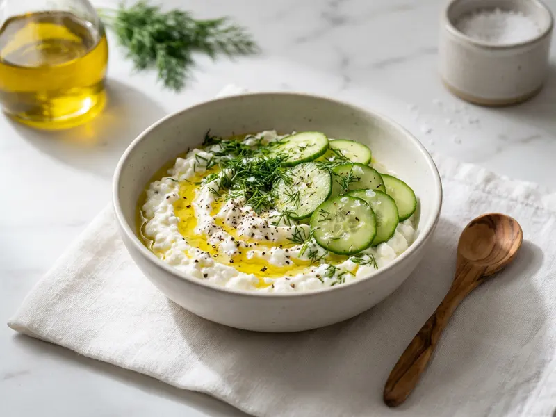 Savory Cottage Cheese Bowl with Cucumber and Dill