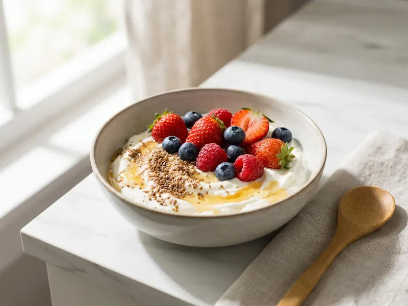 Quark with Berries and Flaxseed