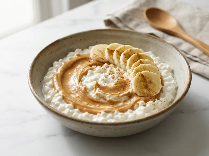 Cottage Cheese with Peanut Butter and Banana