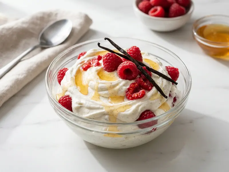 Quark Cream with Vanilla and Raspberry