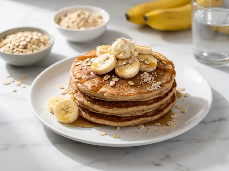 Banana Oat Protein Pancakes
