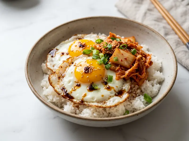 Korean Kimchi Egg Rice Bowl