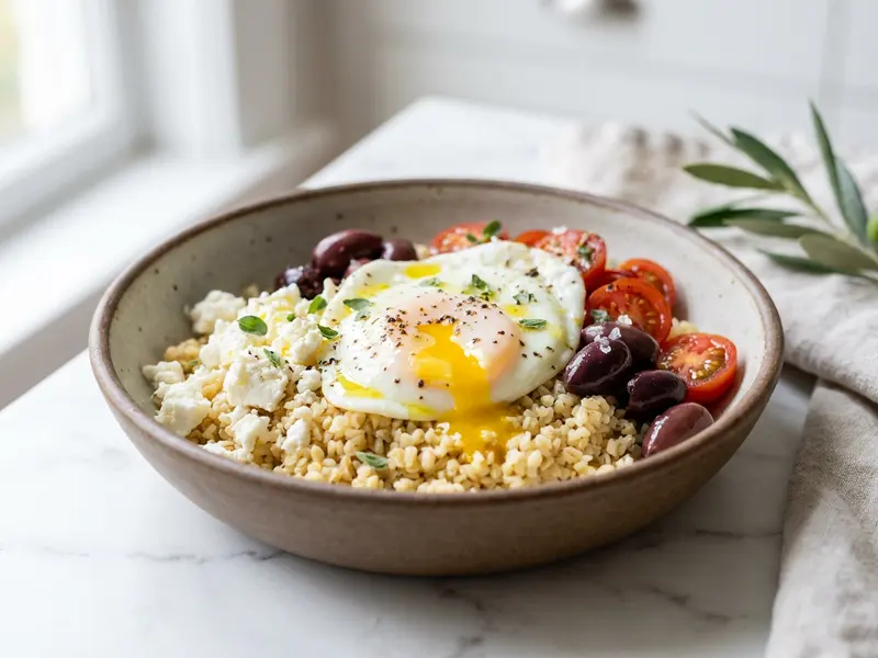 Greek Egg and Feta Grain Bowl