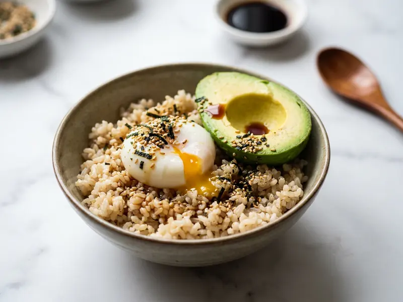 Avocado and Egg Brown Rice Bowl