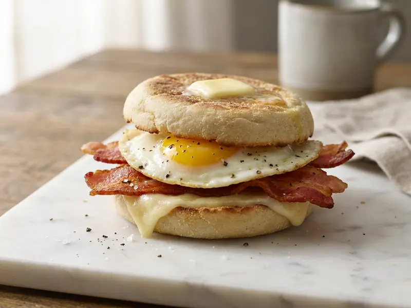 Turkey Bacon and Egg Breakfast Sandwich