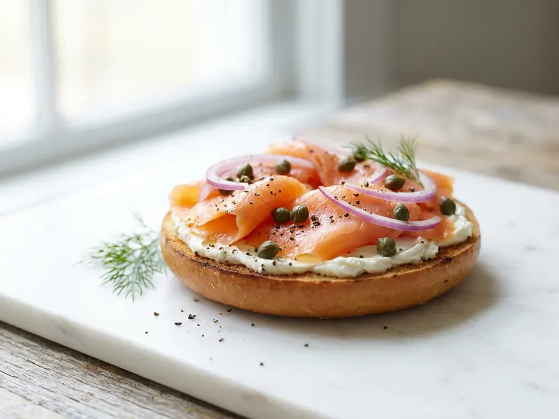 Smoked Salmon and Cream Cheese Bagel