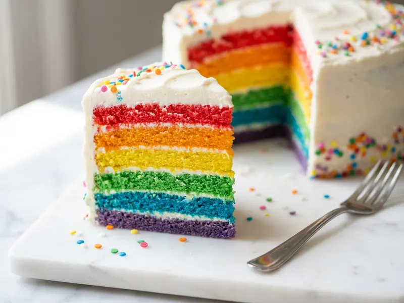 Tęczowy tort warstwowy
