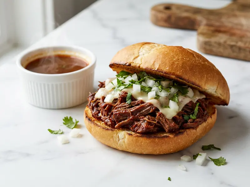 Pulled Brisket Birria Sandwich